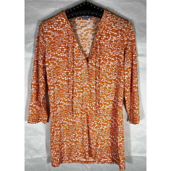 J.McLaughlin mosaic tile cover up tunic top - Picture 1 of 5